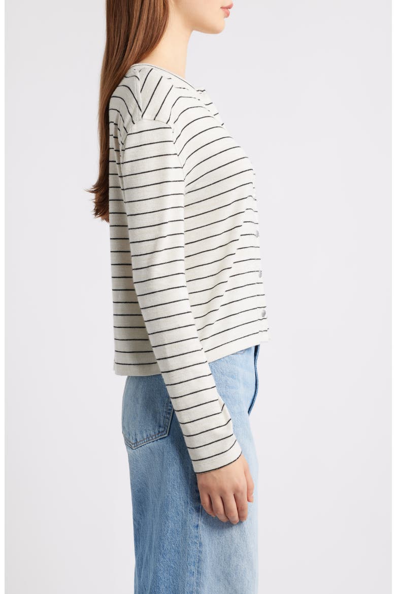 The Knit Stripe Boxy Cardigan, Alternate, color, CREAM STRIPE