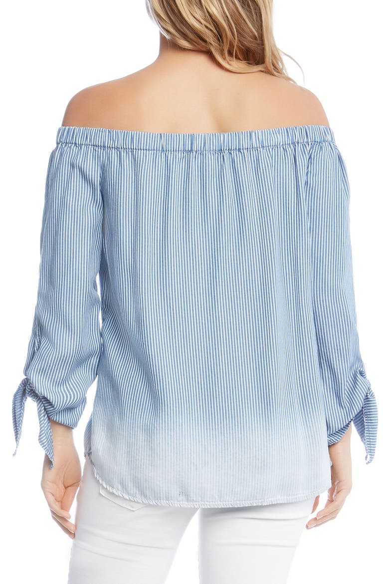 Off the Shoulder Stripe Tie Sleeve Top, Alternate, color, STRIPED
