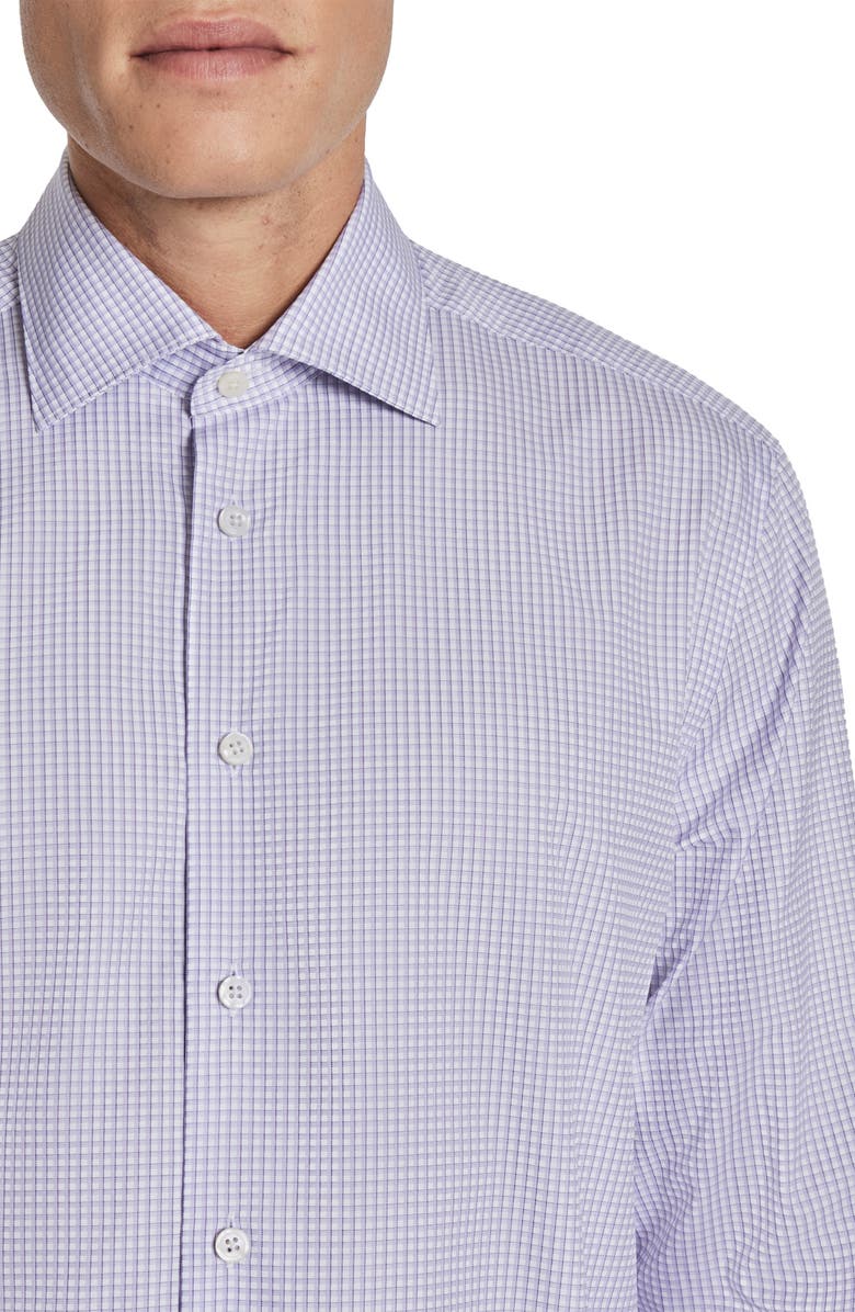 Jack Victor Arsenio Windowpane Cotton Twill Dress Shirt, Alternate, color, Lilac