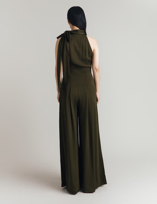 Ghost London Myla Crepe Halter Neck Wide Leg Jumpsuit In Black