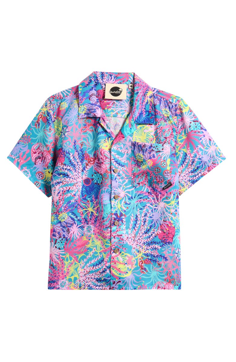 Boardies Kids' Coral Print Short Sleeve Button-Up Shirt, Main, color, Multi