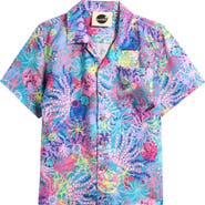 Boardies Kids' Coral Print Short Sleeve Button-Up Shirt