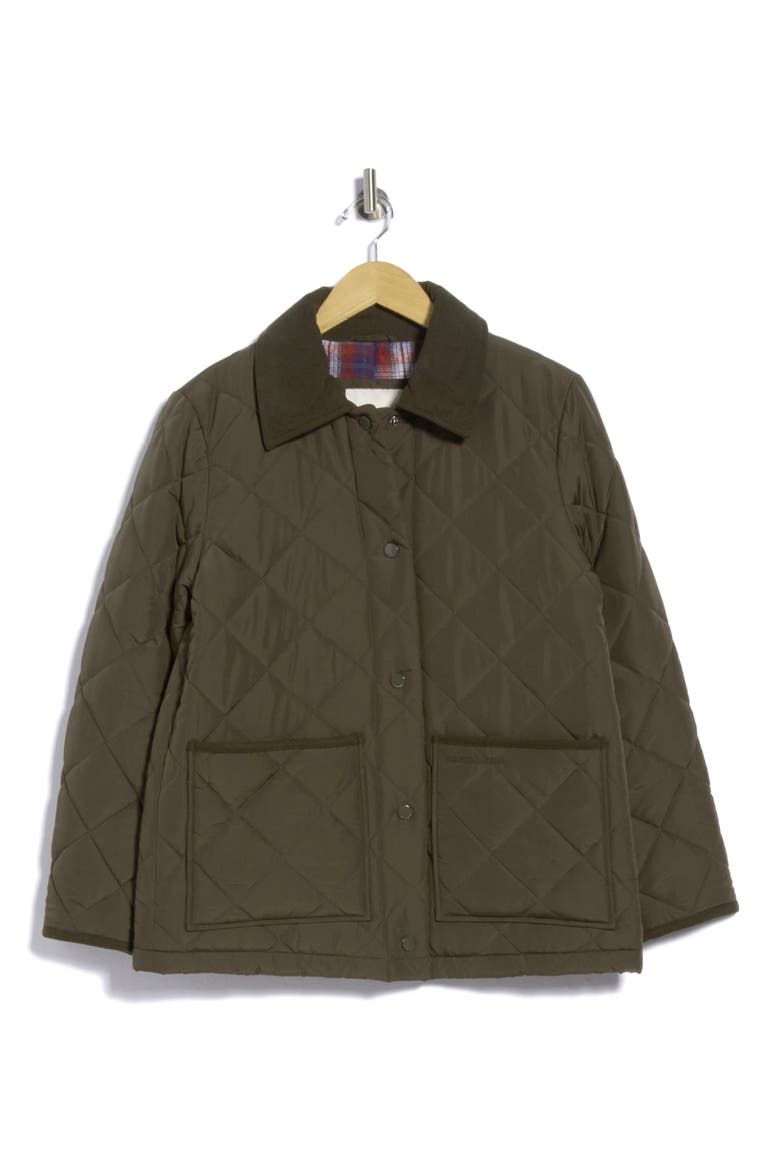 Boxy Diamond Quilted Jacket, Alternate, color, LODEN
