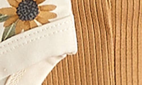 FIRSTS BY PETIT LEM FIRSTS BY PETIT LEM SUNFLOWER & CALF PRINT COTTON BODYSUITS & SOLID JOGGERS SET 