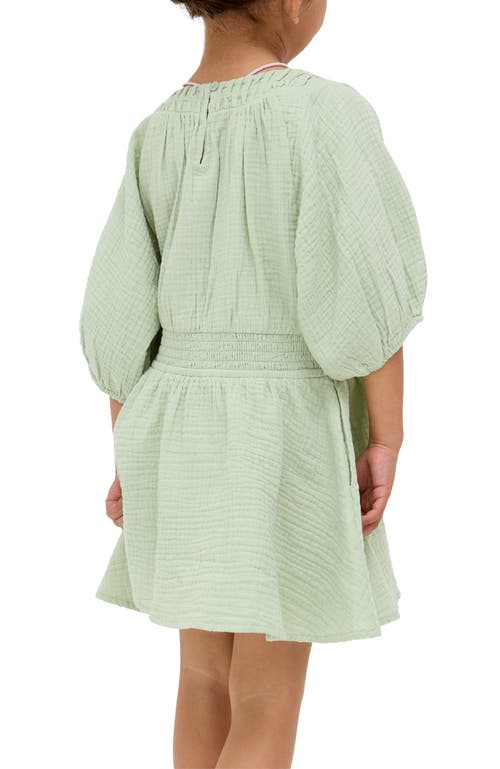 Raffya Kids Soipoi Ruched V-neck Dress In Green