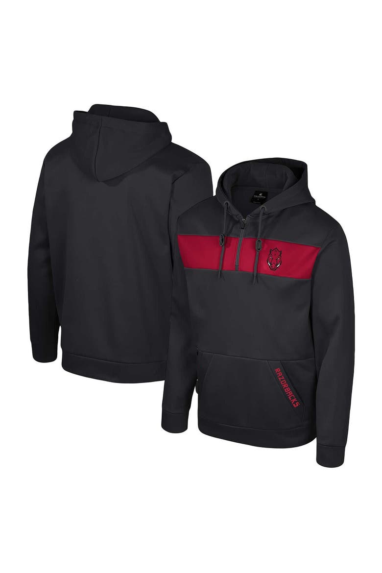 Men's Colosseum  Black Arkansas Razorbacks Quarter-Zip Hoodie, Main, color, Black