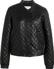 Caslon® Quilted Leather Jacket
