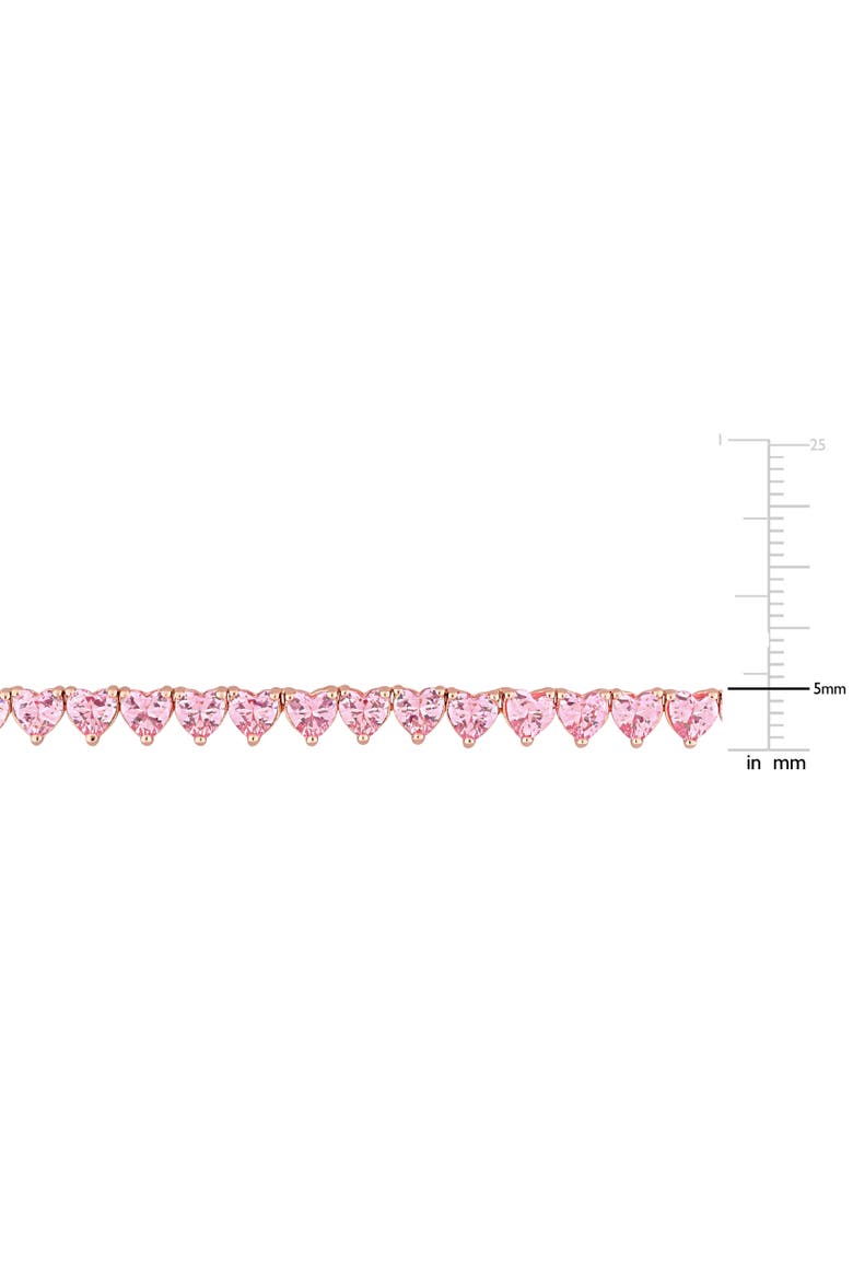 Pink Cubic Zirconia Heart Tennis Necklace, Alternate, color, Pink CZ
