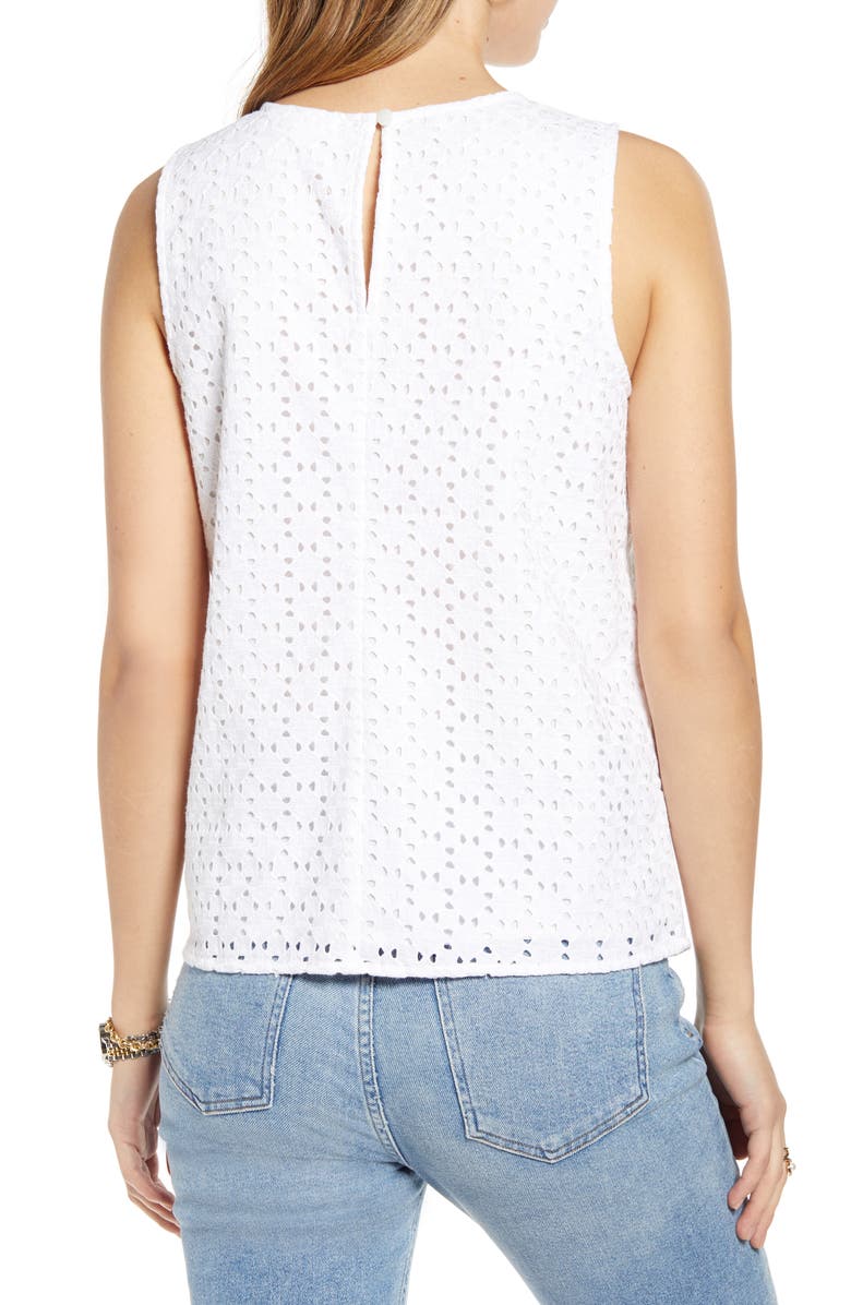 1901 Sleeveless Eyelet Shell, Alternate, color, 