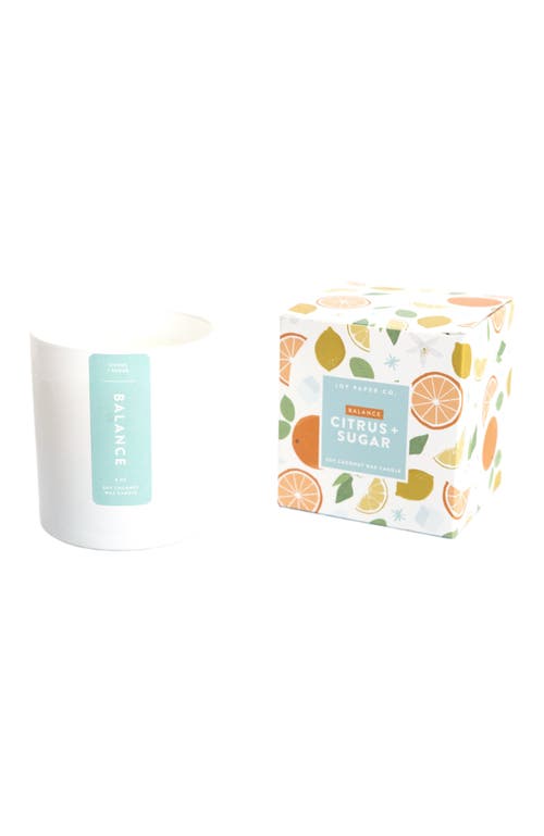 Joy Paper Co. Balance Citrus Sugar Soy Coconut Candle In White Glass