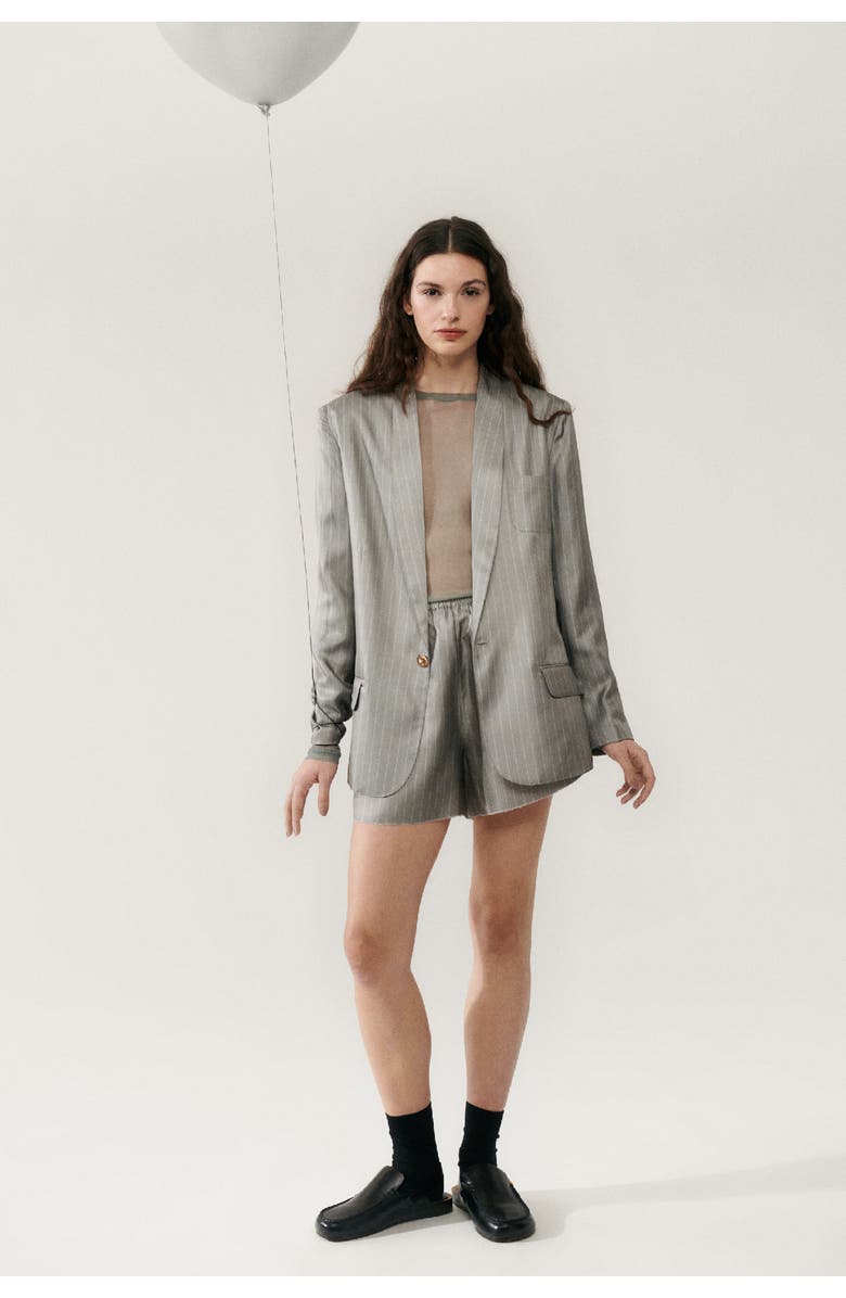 SILK LAUNDRY TWILL MIAMI BLAZER MOON PINSTRIPE, Alternate, color, 