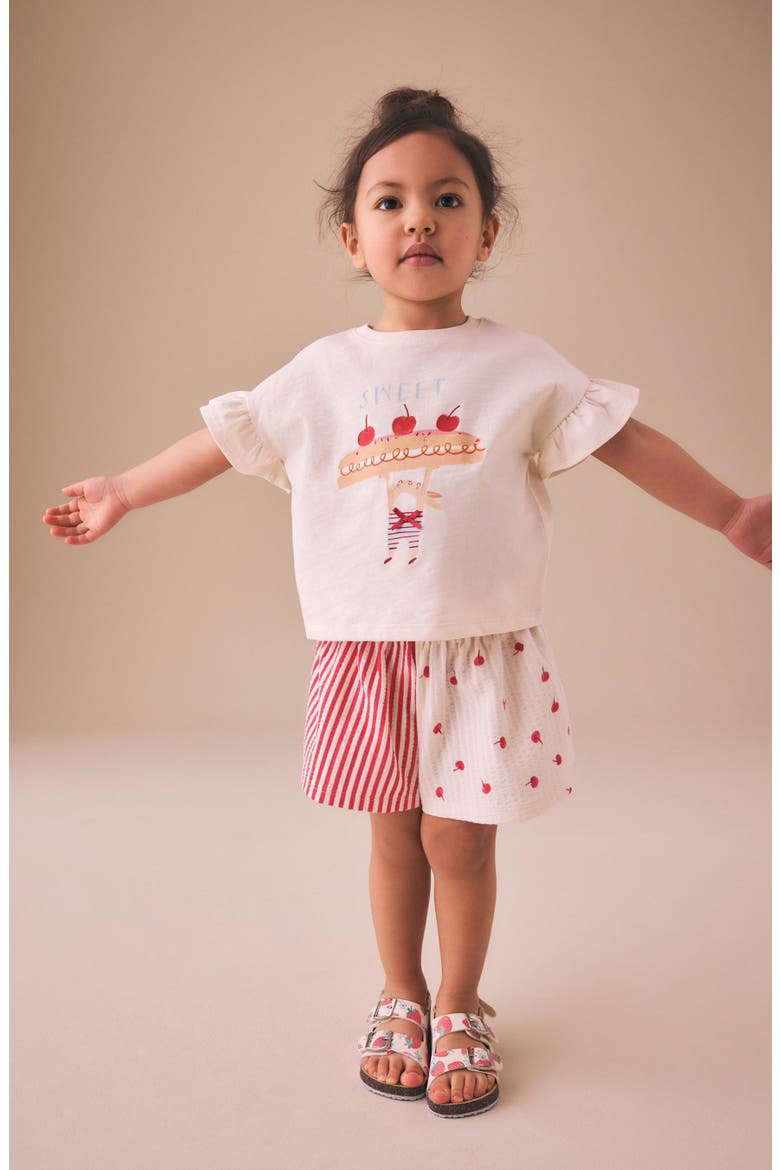 Kids' Graphic T-Shirt & Seersucker Shorts Set, Alternate, color, NEUTRAL