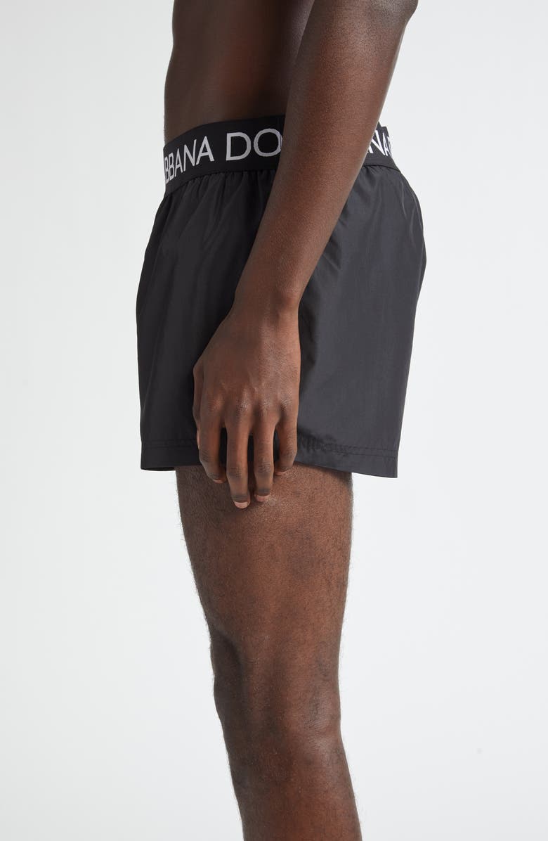 Dolce&Gabbana Logo Waistband Swim Trunks, Alternate, color, Black
