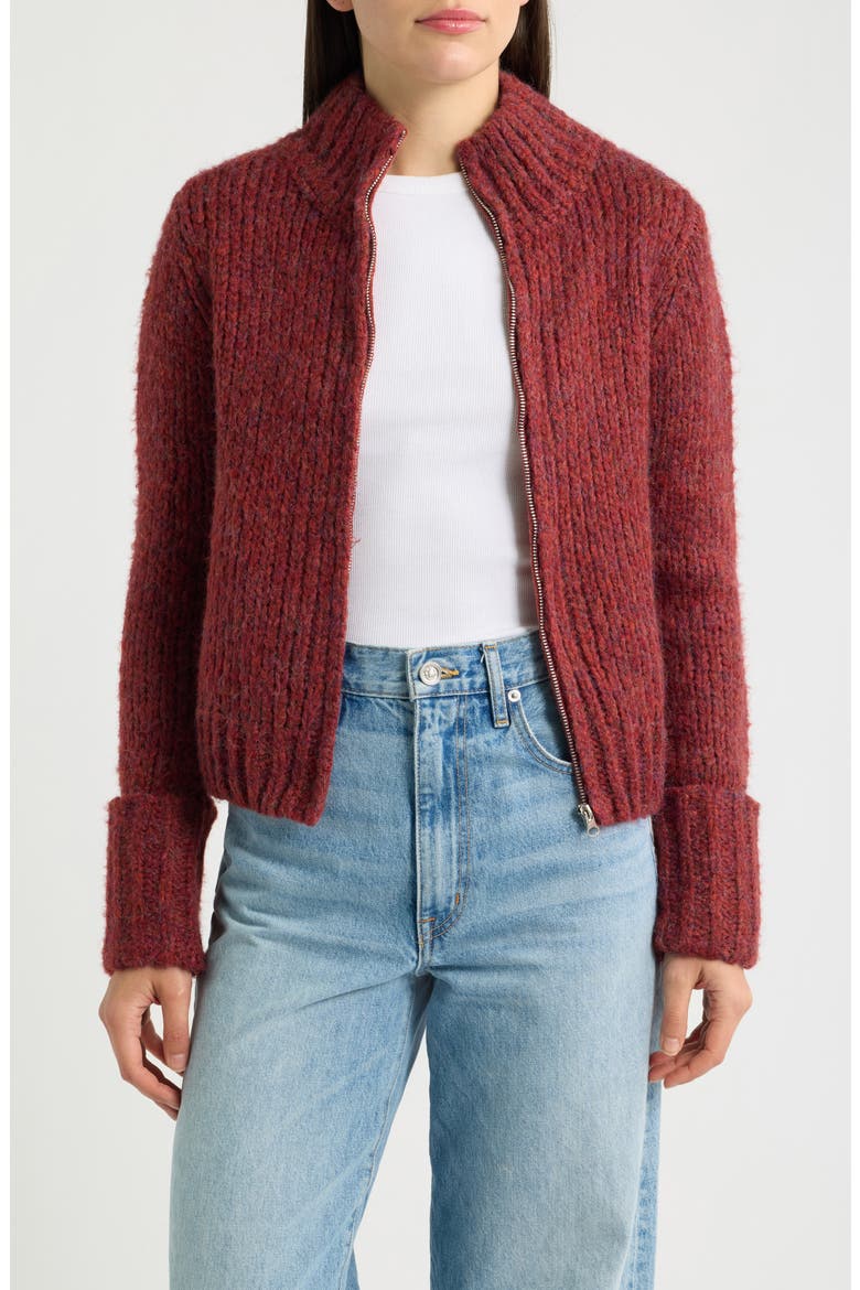 Front Zip Cardigan, Main, color, BORDEAUX
