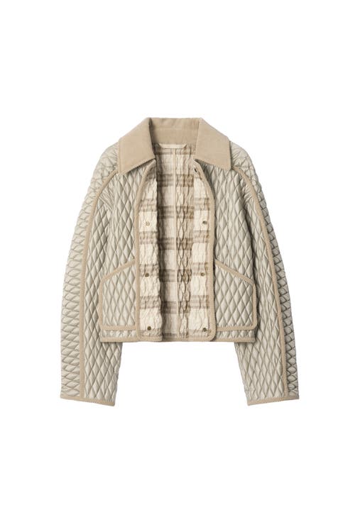 Burberry Floriston Quilted Corduroy-trimmed Jacket In Neutral