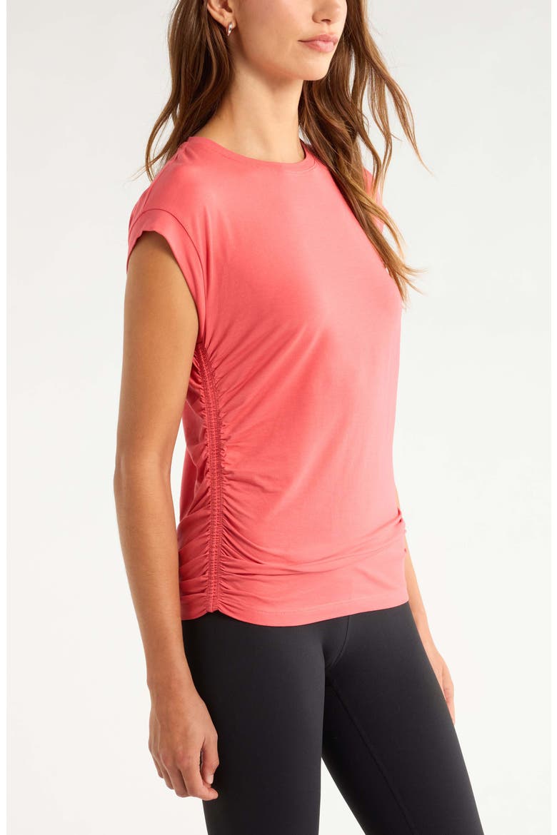 Breezy Ruched Top, Alternate, color, CORAL SHARON