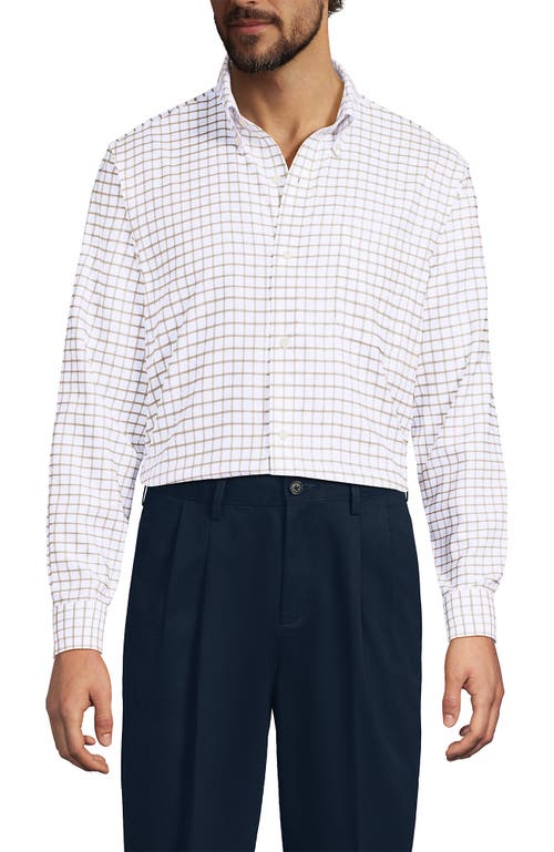 Lands' End Big And Tall Traditional Fit Pattern No Iron Supima Oxford Dress Shirt In White