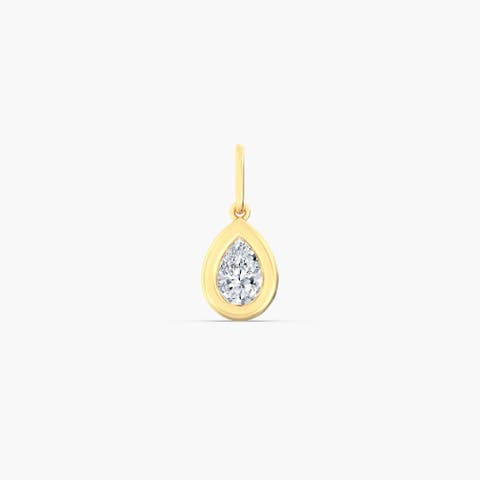 Pear Domed Lab Diamond Charm in 14K