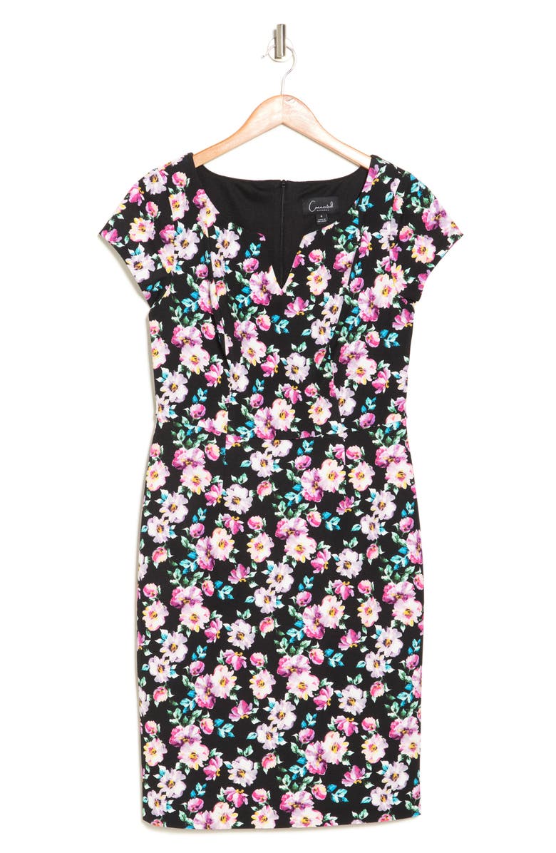 Connected Apparel Floral Print Sheath Dress, Alternate, color, 