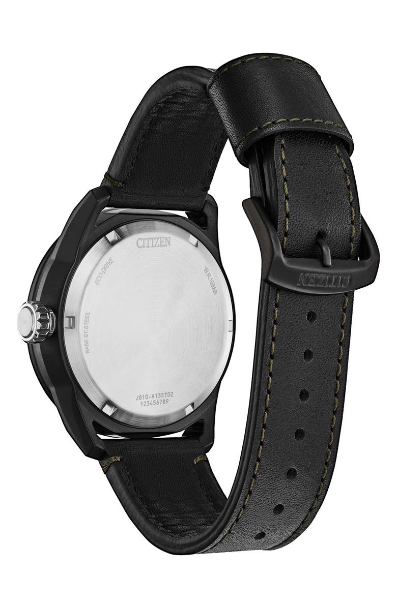 Citizen Avion Eco-Drive Leather Strap Watch, 45mm, Alternate, color, 