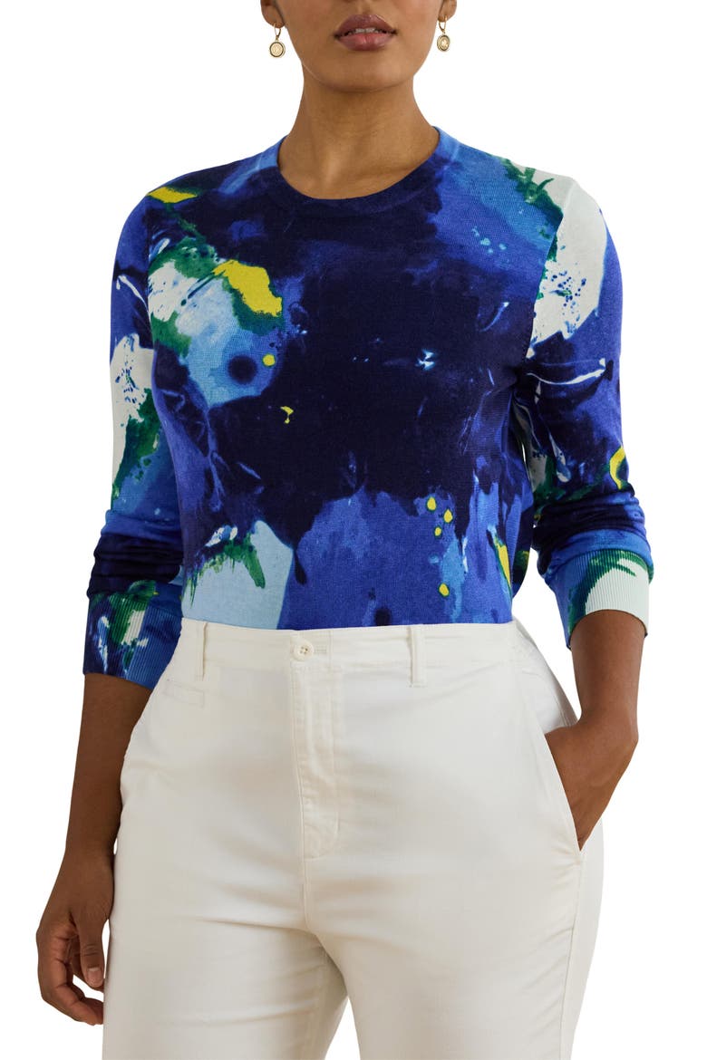 Floral Sweater, Main, color, BLUE MULTI