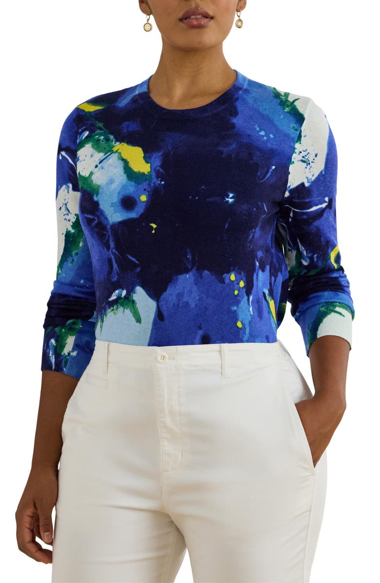 Lauren Ralph Lauren Floral Sweater, Main, color, Blue Multi