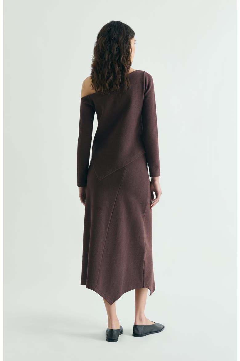 Asymmetrical Knit Midi Skirt, Alternate, color, Brown