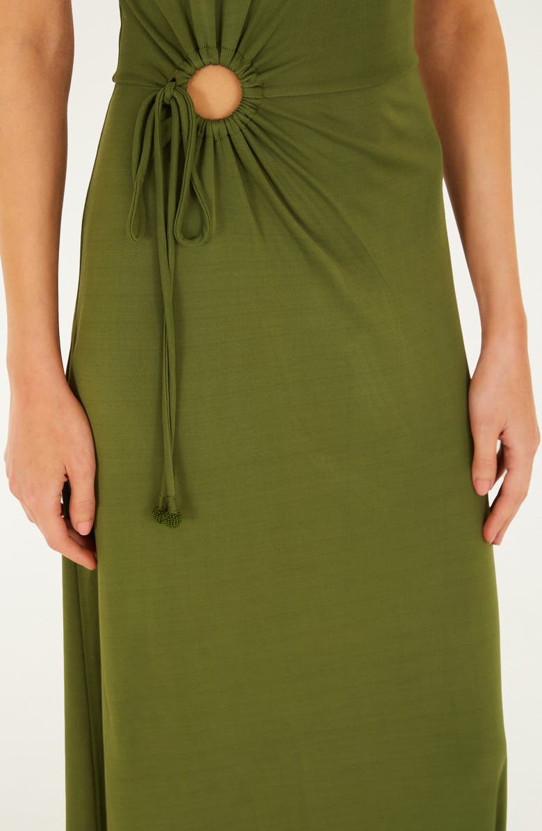 FARM Rio High Neck Cutout Maxi Dress, Alternate, color, Dark Green