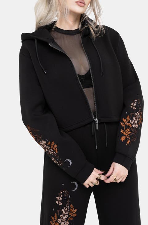 Foxglove Zip Up Cropped Hoodie