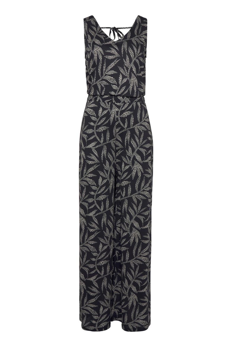 Printed Tie Back Jumpsuit, Alternate, color, Black & Sand