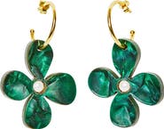 Toolally Daisy Hoop Earrings - Emerald Pearl