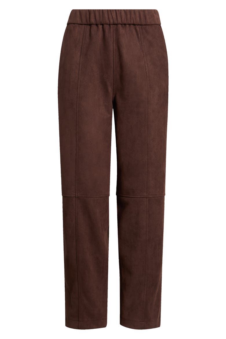 Paneled Barrel Leg Faux Suede Pants, Alternate, color, CHOCOLATE