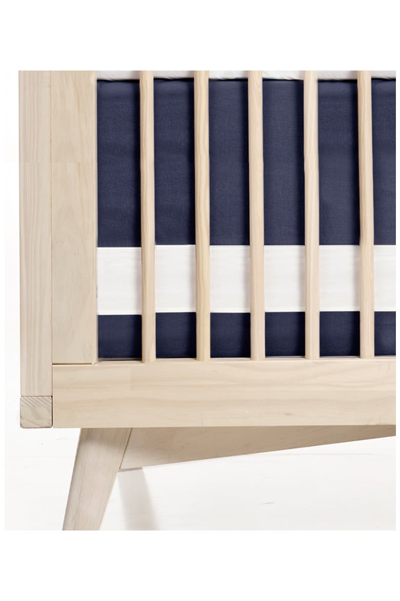 Print Band Crib Skirt, Main, color, INDIGO