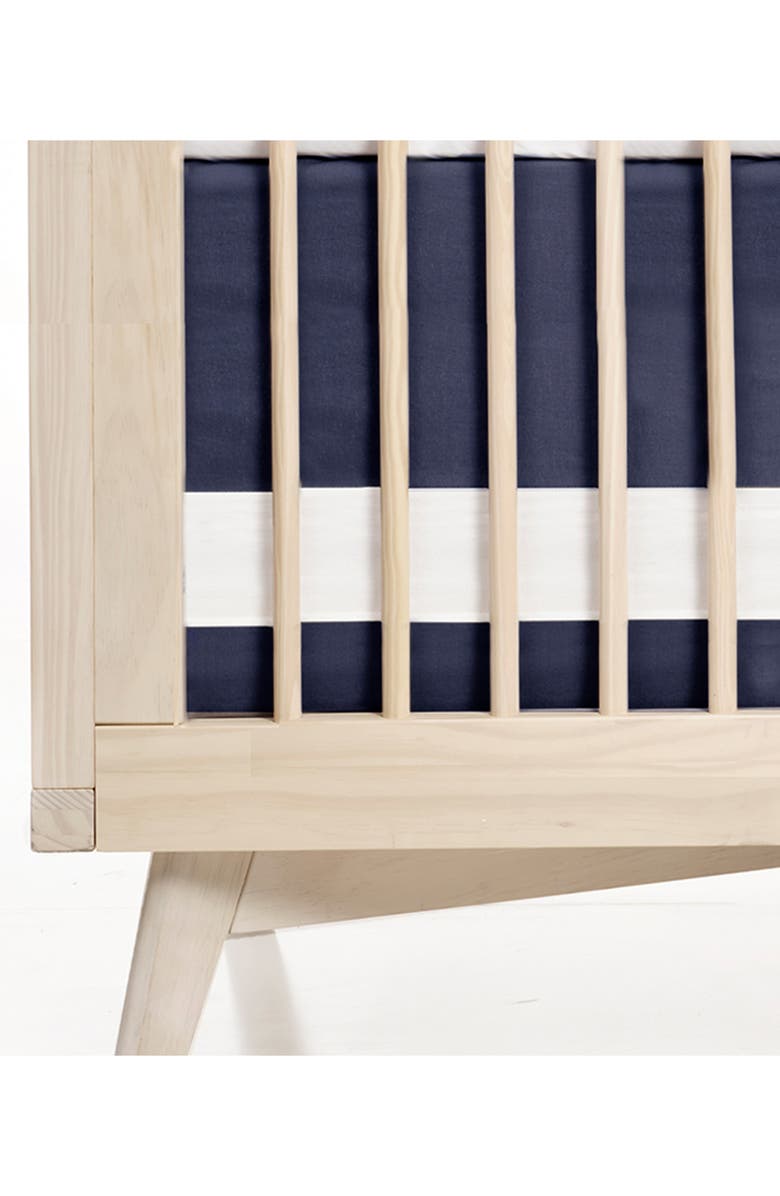 Oilo Print Band Crib Skirt, Main, color, Indigo