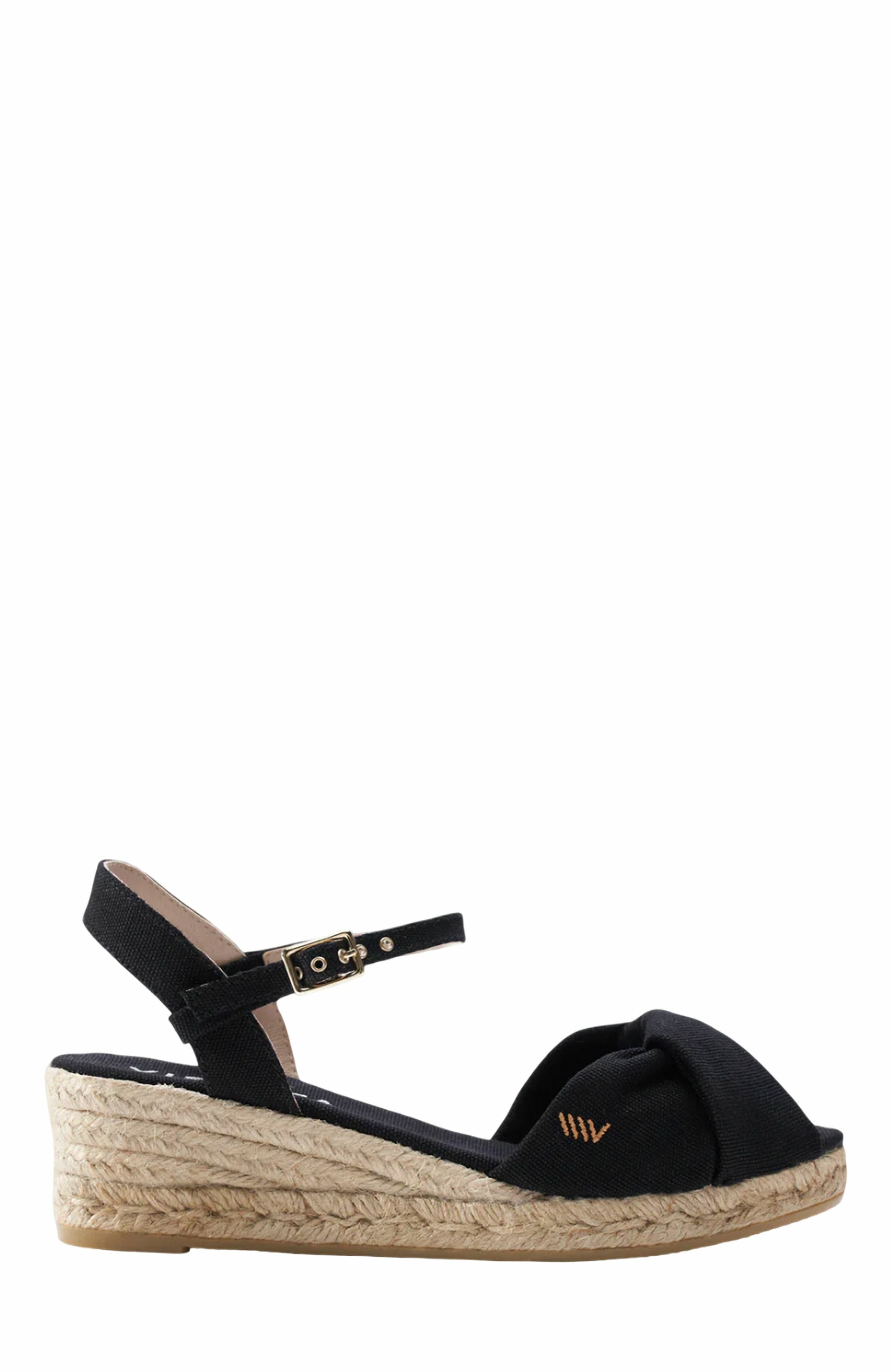 VISCATA Farella Canvas Espadrille Sandal Wedges, Alternate, color, Black