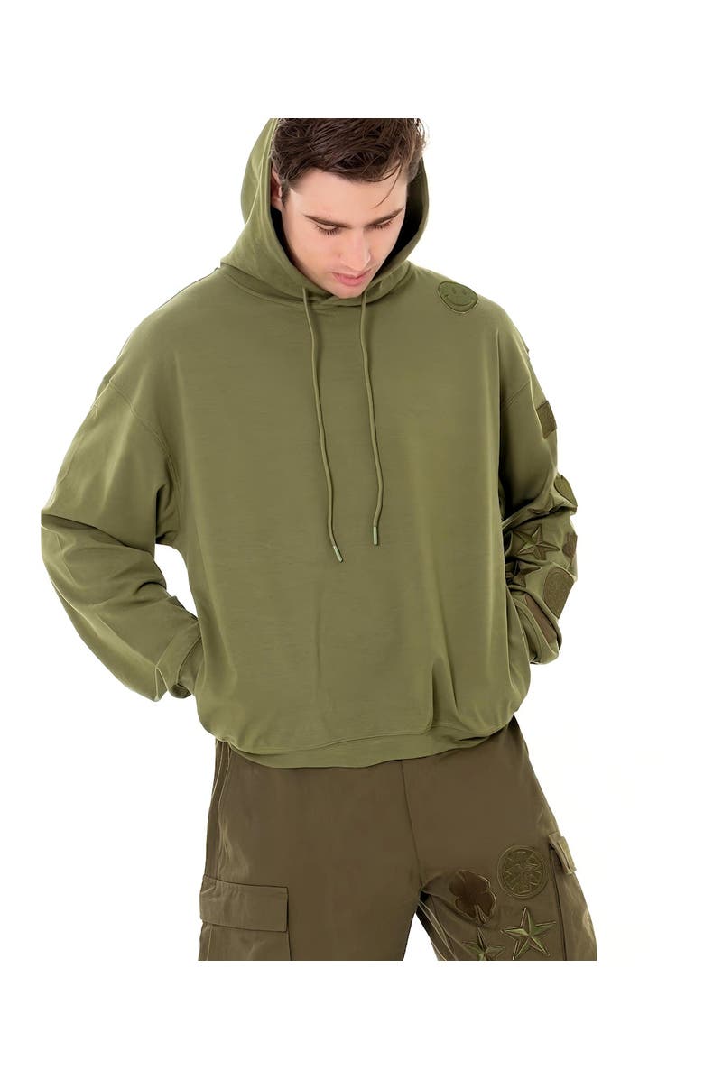 Dai Moda Menswear Patches Hoodie, Alternate, color, Army Green