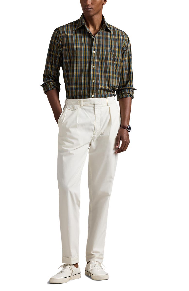 Polo Ralph Lauren Classic Fit Plaid Performance Oxford Button-Down Shirt, Alternate, color, Navy Brown Multi