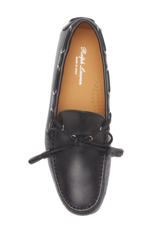 Ralph Lauren Purple Label Harold Leather Tasseled Driving Loafer In Black