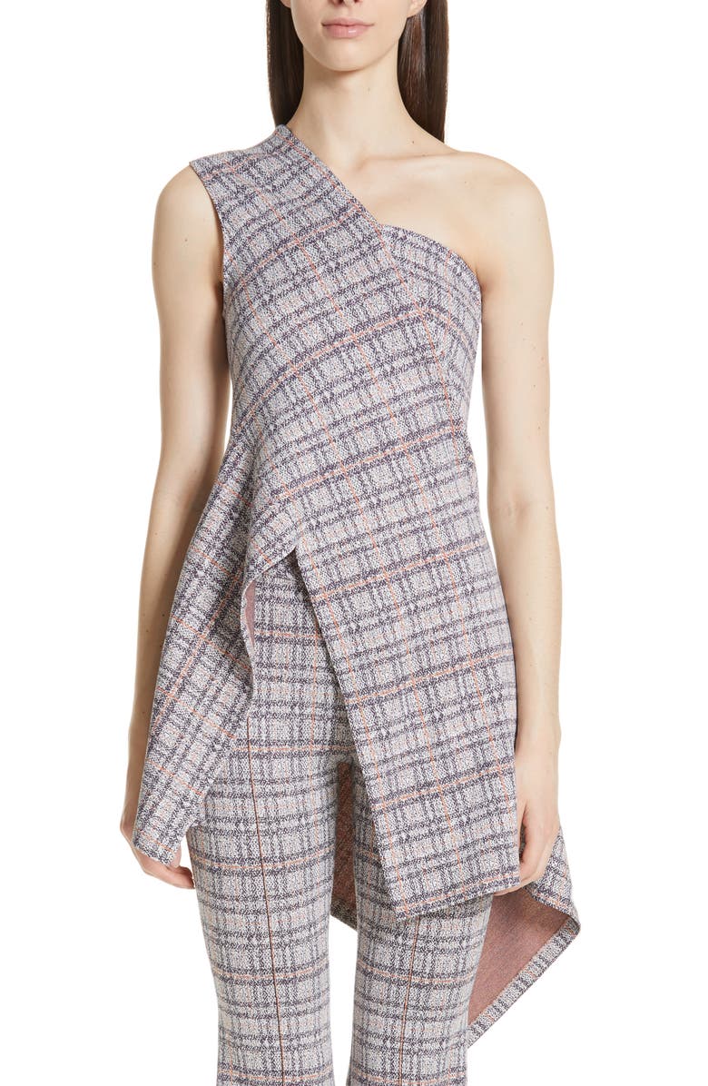 Rosetta Getty One-Shoulder Paneled Jersey Top, Main, color,