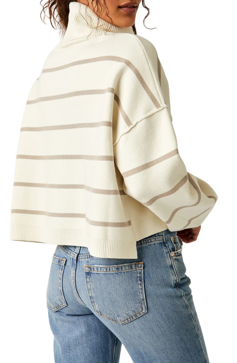 Free People Paulie Stripe Turtleneck Sweater, Alternate, color, Moonbeam Combo
