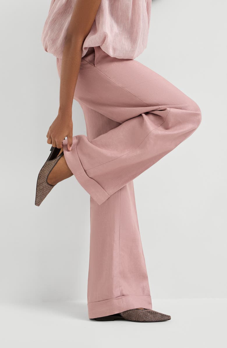 Brunello Cucinelli Loose Flared Trousers, Alternate, color, Pink