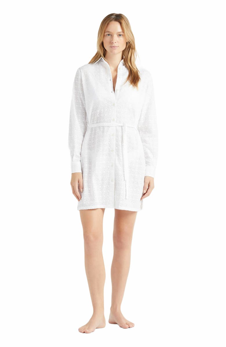 Vilebrequin Women's Broderie Anglaise Cotton Shirt Dress, Main, color, Blanc
