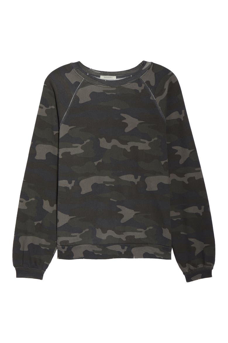 Camo Oversize Sweatshirt, Alternate, color, CAMO