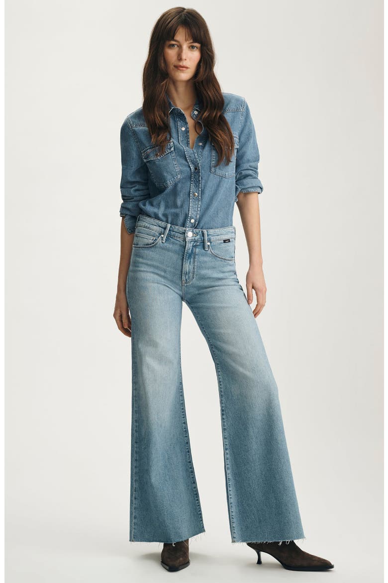 Angela Denim Western Shirt, Alternate, color, MID BLUE FEATHER BLUE
