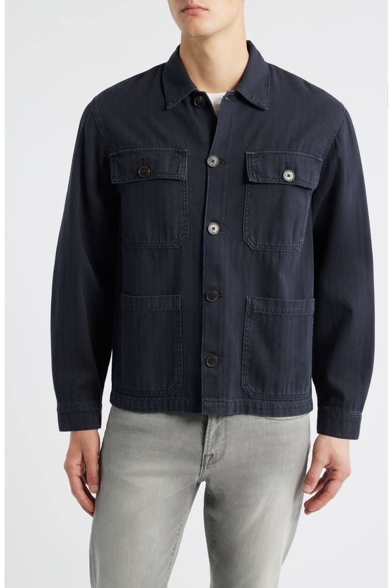 Button-Up Cotton Herringbone Chore Coat, Alternate, color, DARK NAVY