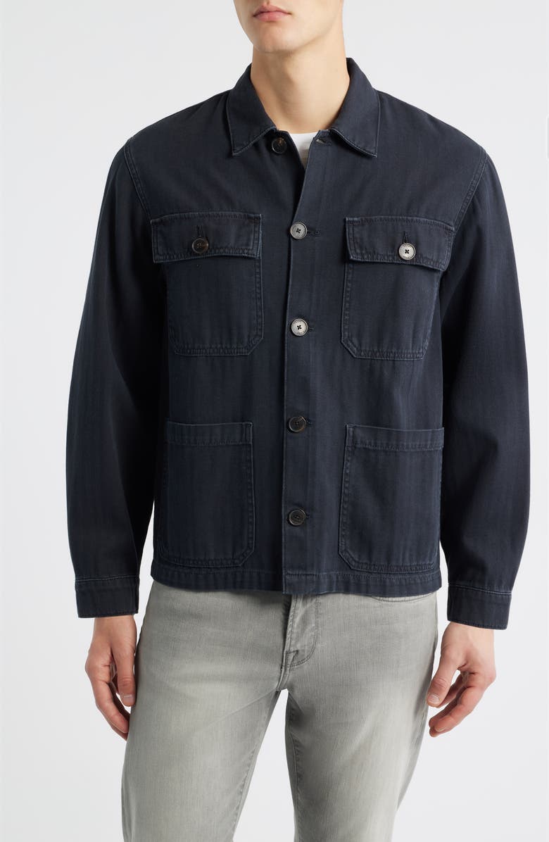 FRAME Button-Up Cotton Herringbone Chore Coat, Alternate, color, Dark Navy