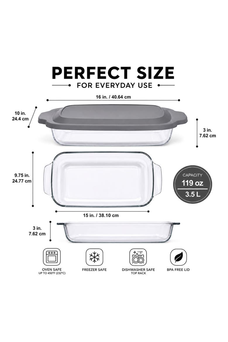 Rectangular Glass Baking Dish with Lid, Alternate, color, NO COLOR