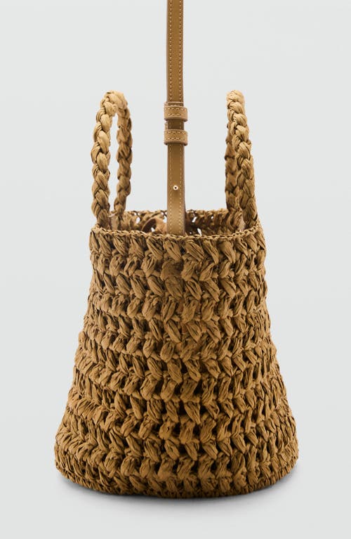 Mango Woven Paper Basket Bag In Multi