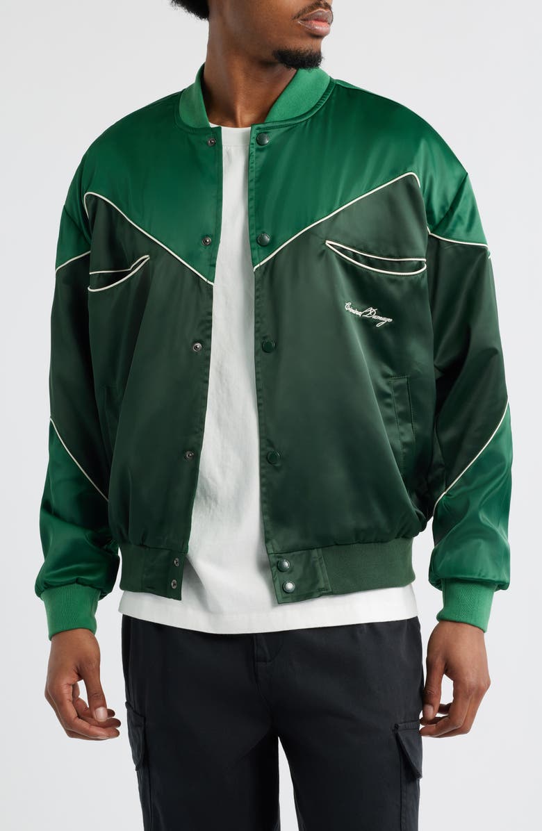 CRIMINAL DAMAGE Western Satin Bomber Jacket, Main, color, 