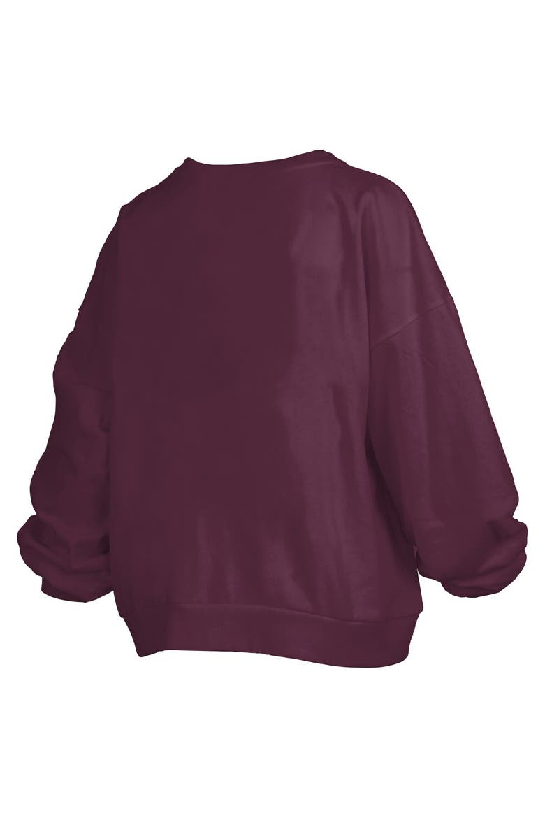 Women's Pressbox Maroon Virginia Tech Hokies Janise Arch Over Logo Waist Length Oversized Pullover Sweatshirt, Alternate, color, Maroon